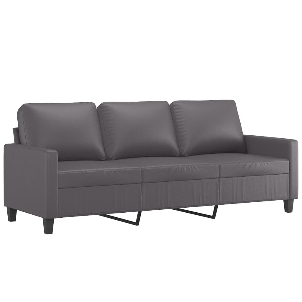 NNEVL 2 Piece Sofa Set with Cushions Grey Faux Leather-3