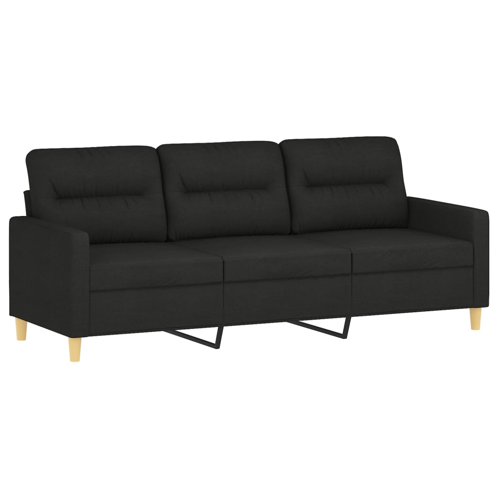 NNEVL 4 Piece Sofa Set with Pillows Black Fabric-4