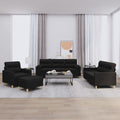 NNEVL 4 Piece Sofa Set with Pillows Black Fabric-0