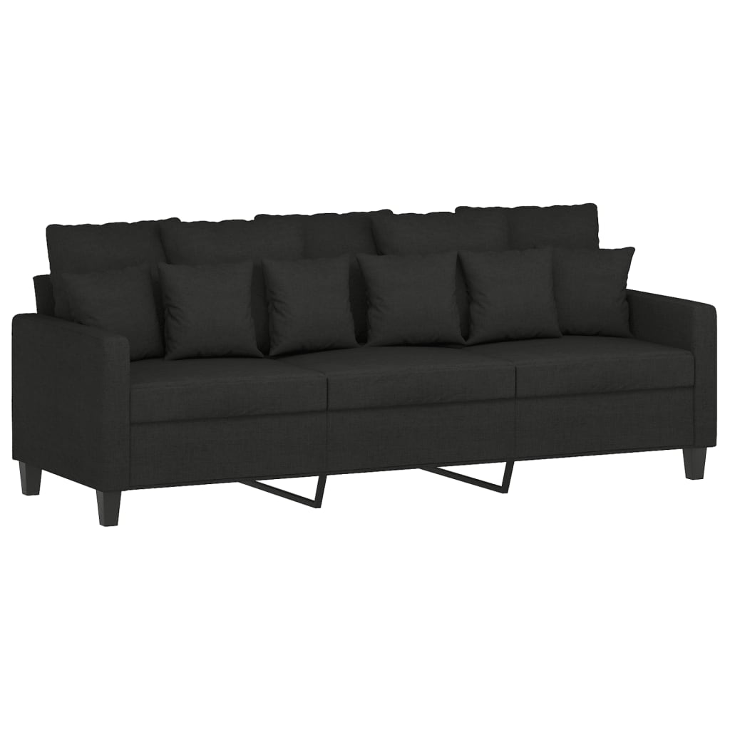 NNEVL 3 Piece Sofa Set with Cushions Black Fabric-3