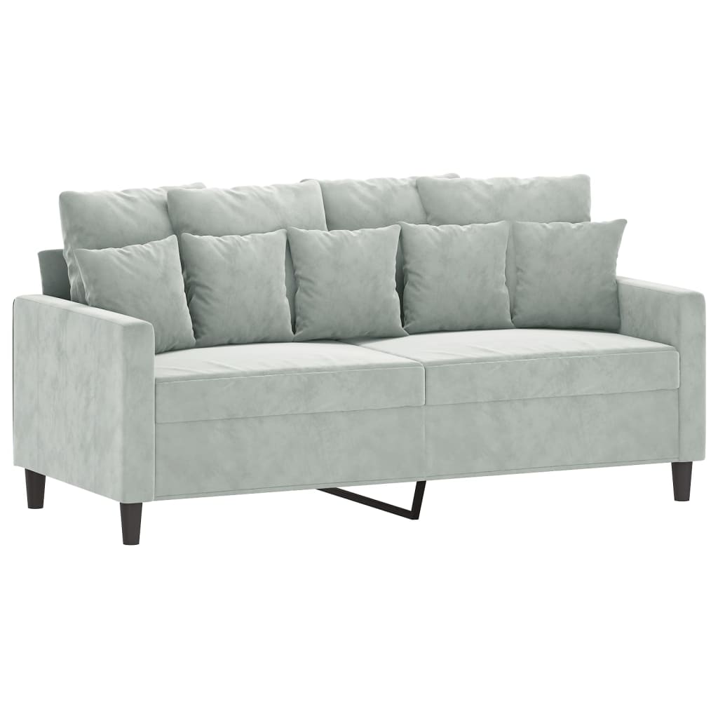 NNEVL 3 Piece Sofa Set with Cushions Light Grey Velvet-3