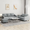 NNEVL 3 Piece Sofa Set with Cushions Light Grey Fabric-0