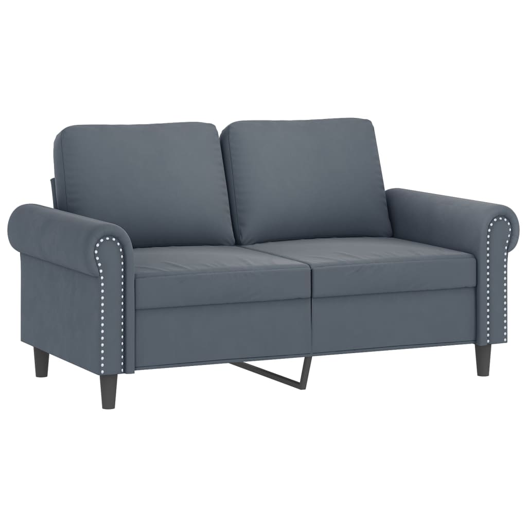 NNEVL 3 Piece Sofa Set with Pillows Dark Grey Velvet-2