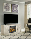 Bellaby - TV Stand With Faux Firebrick Fireplace Insert - Whitewash-0