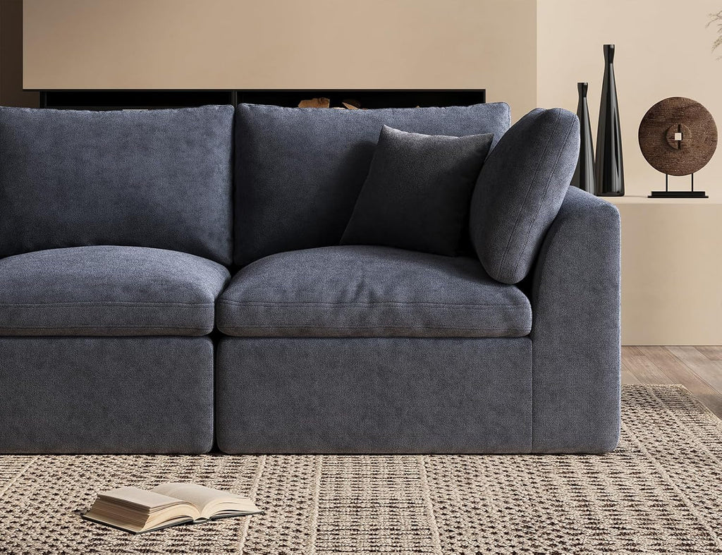 110 Inch Cloud Convertible Sectional Sofa Grey Fabric-4