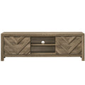 1pc Rustic Chevron-patterned Contemporary Traditional Living Room TV Stand Light Brown Wood Finish 71.2'L