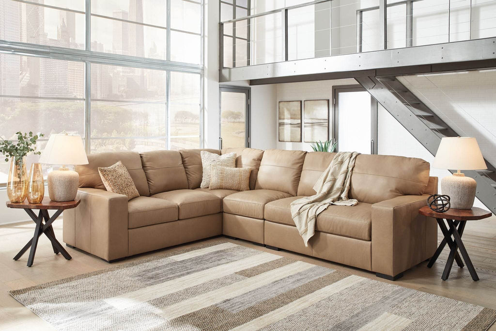 Bandon - 3-Piece Sectional With Raf Loveseat - Leather Match - Toffee-1