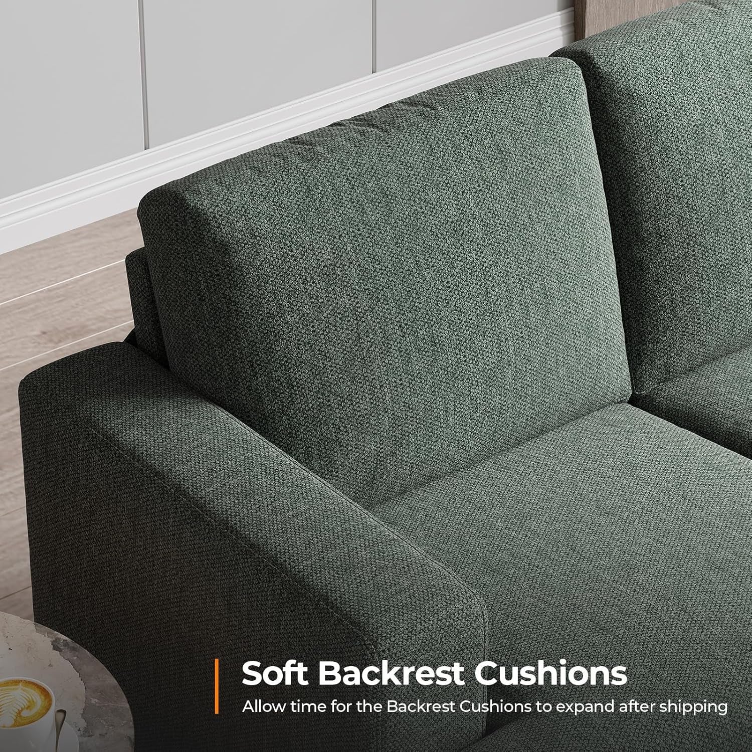 89Inch Sofa With ExtraDeep Seats Light Green Premium Fabric Upholstery-3