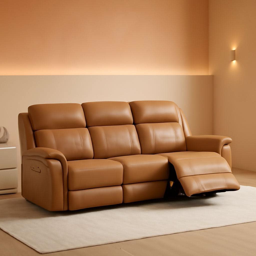 Leather Power Recliner Sectional Featuring USB Ports-0