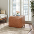 Tan  Mini Cube Upholstered PU Leather Ottoman
