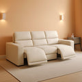 Beige 108 Inch Ultra Power Leather Modular Sectional-0