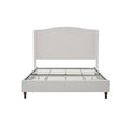 Minimalist Designs Hannah Upholstered Wingback King Bed Frame with 54' Headboard in Premium Textured Canvas Chenille Look Ivory