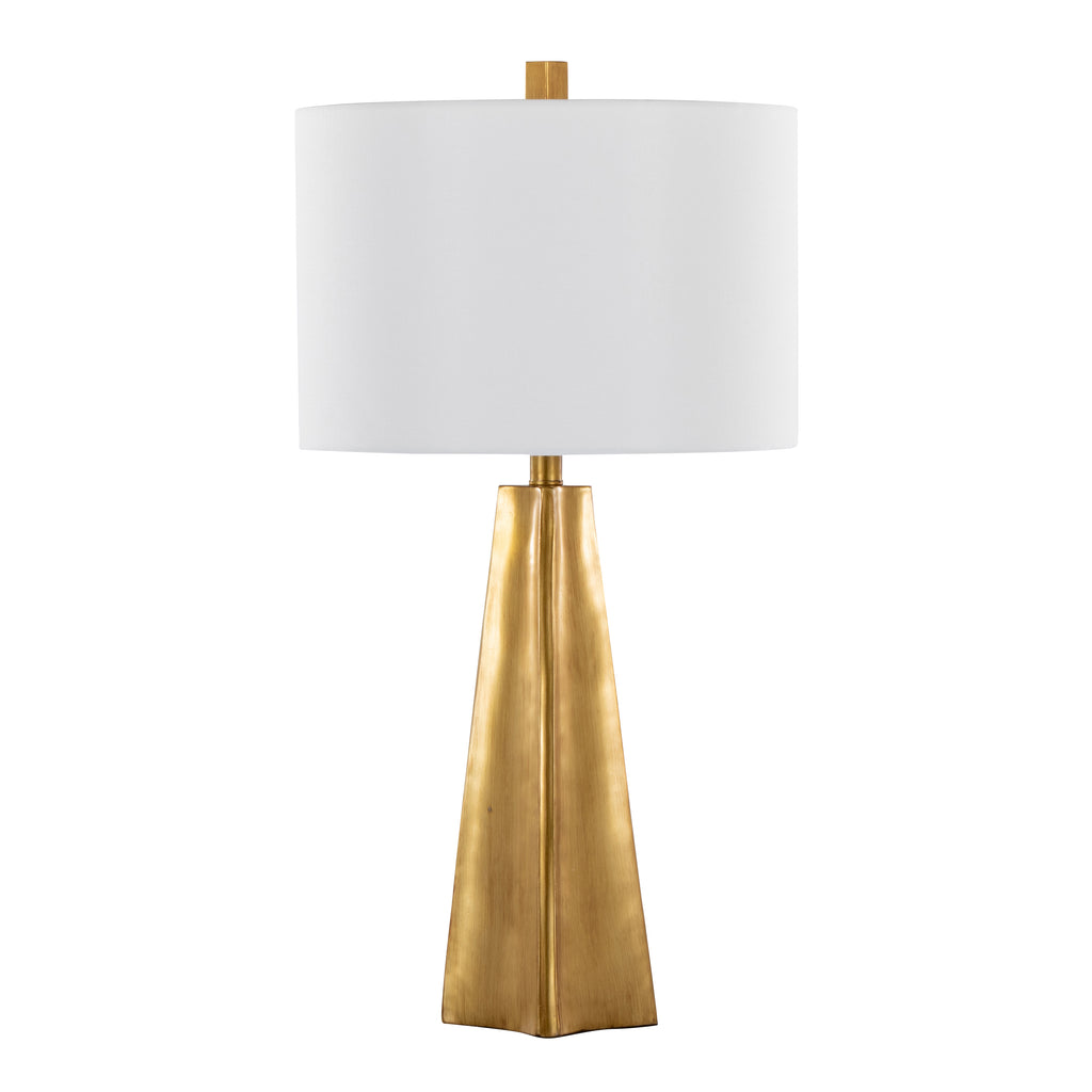 Pompeii 29' Contemporary Polyresin Table Lamp in Gold Polyresin and White Linen