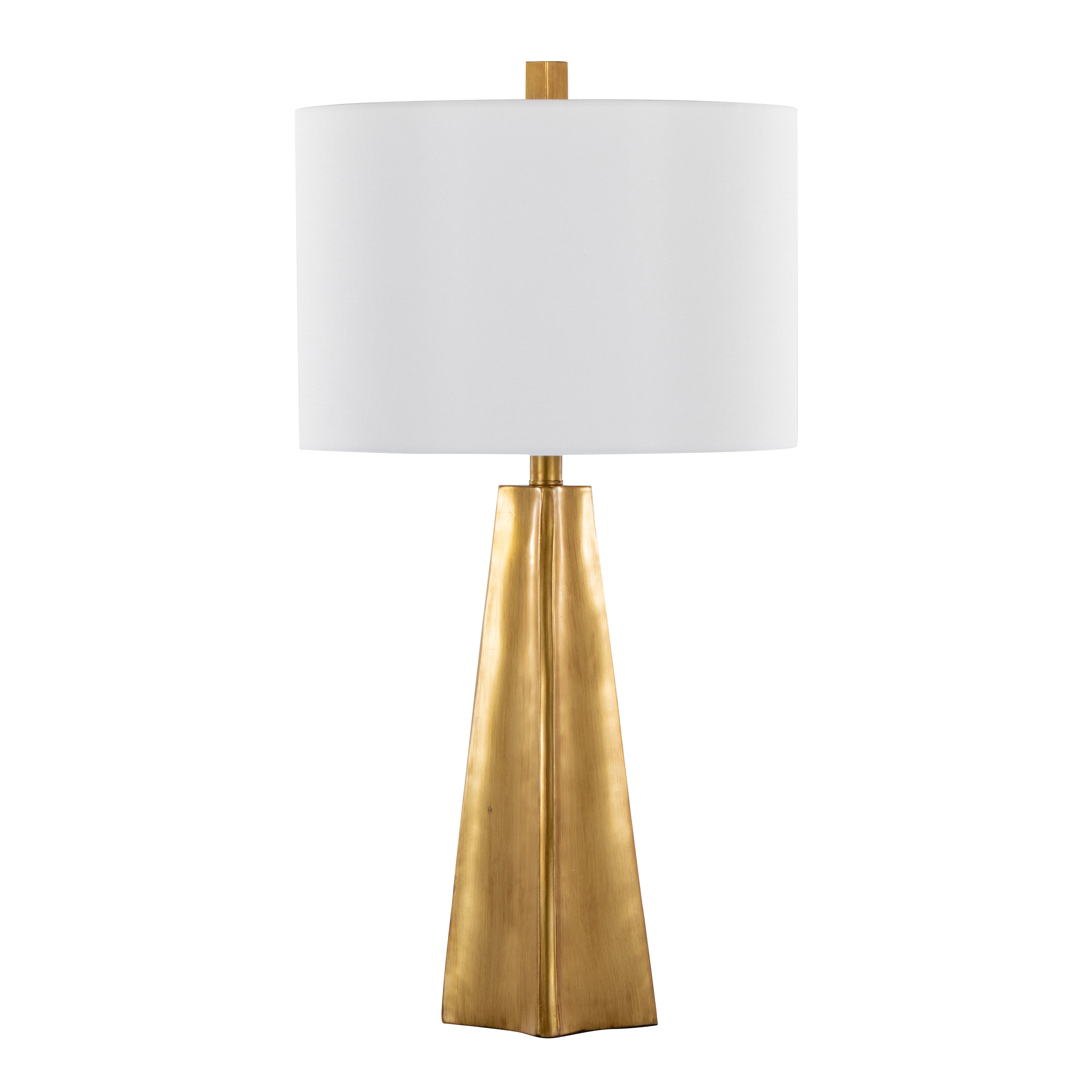 Pompeii 29' Contemporary Polyresin Table Lamp in Gold Polyresin and White Linen