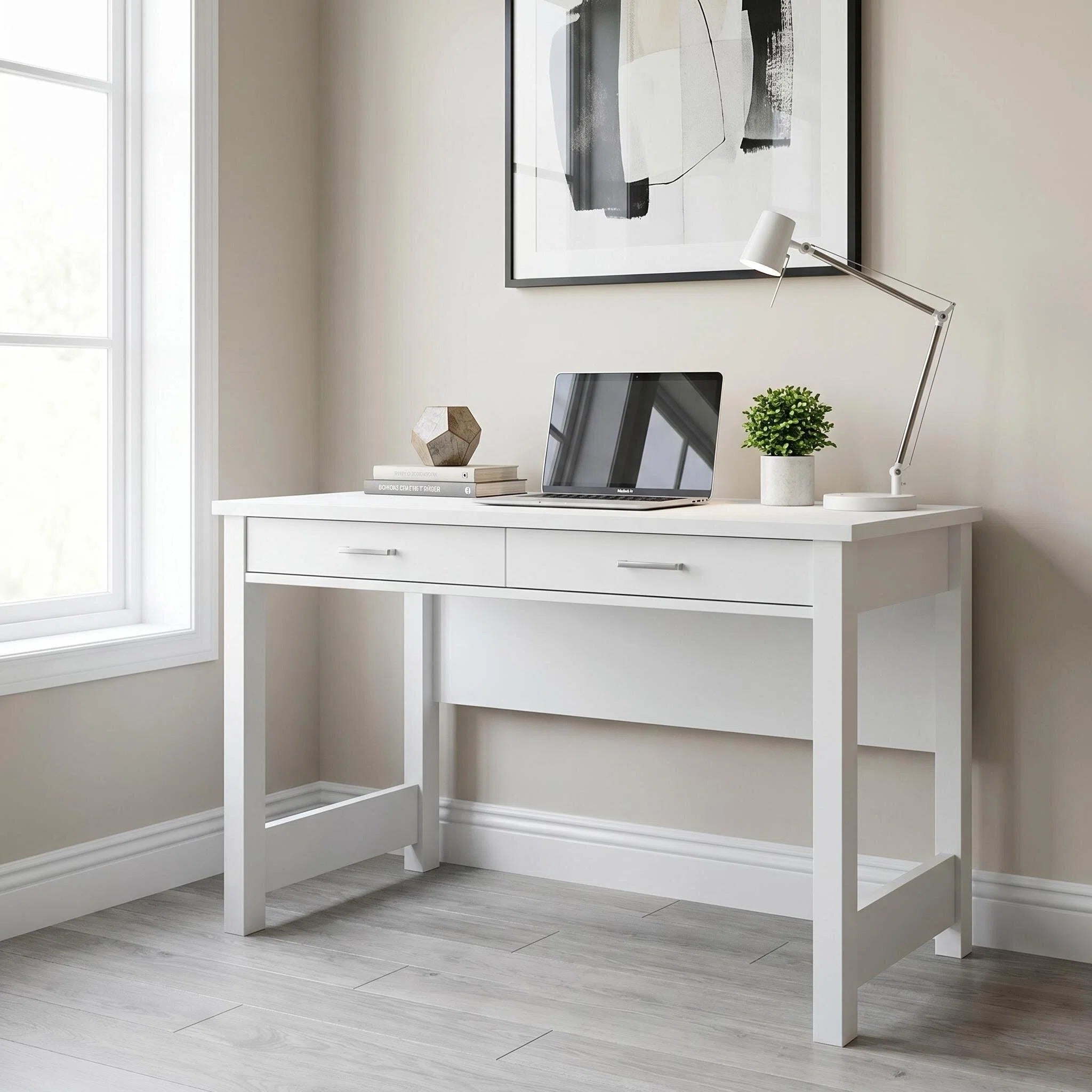 High Gloss White Wooden Computer Desk