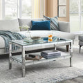 Crystal mirror stainless steel frame coffee table