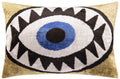 Canvello Handmade Velvet Evil Eye Pillow – 16x24 Artistic Throw Cushion for Home Decor – Feather Down Insert, Vegetable-Dyed, Bohemian Accent for Sofa, Couch & Furniture, Hidden Zipper