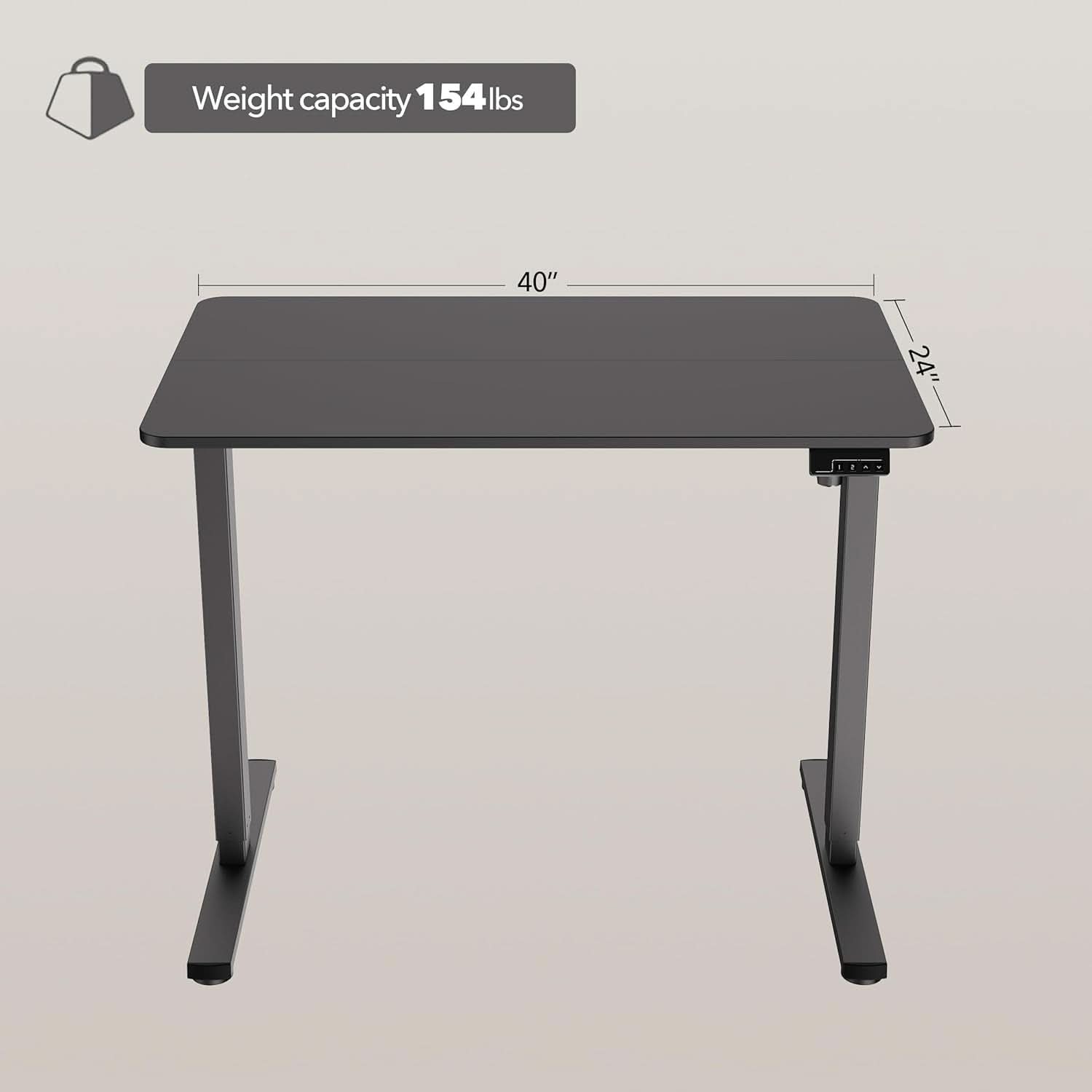 40x24 Inch Electric Standing Desk With Memory Presets Black-2