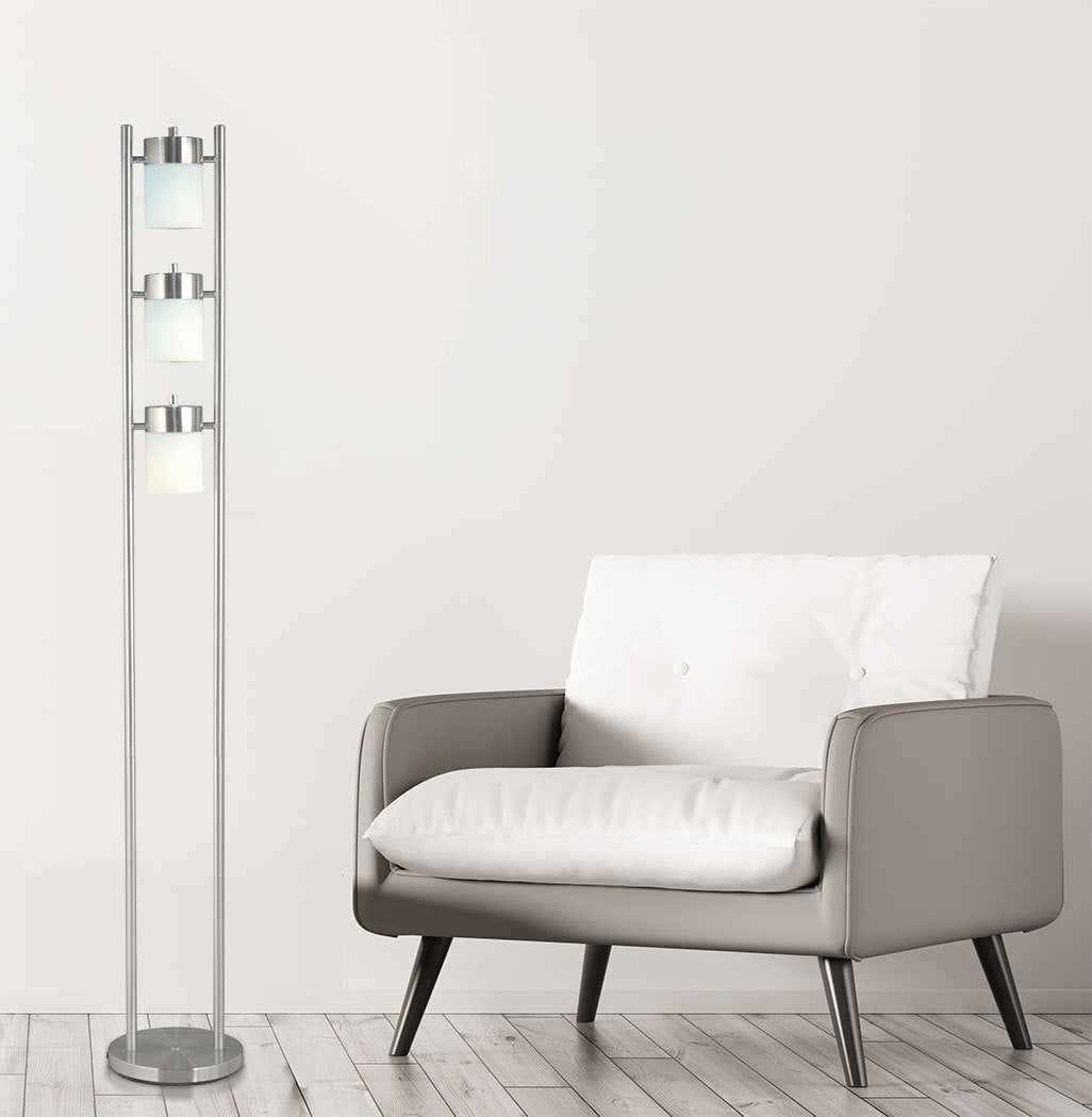 65'H 3-WHITE-HEAD WITH TWO WAY ADJUSTABLE FLOOR LAMP (1 PC/CTN/ 1.10 Cu Ft/12.32 G.W. lbs)