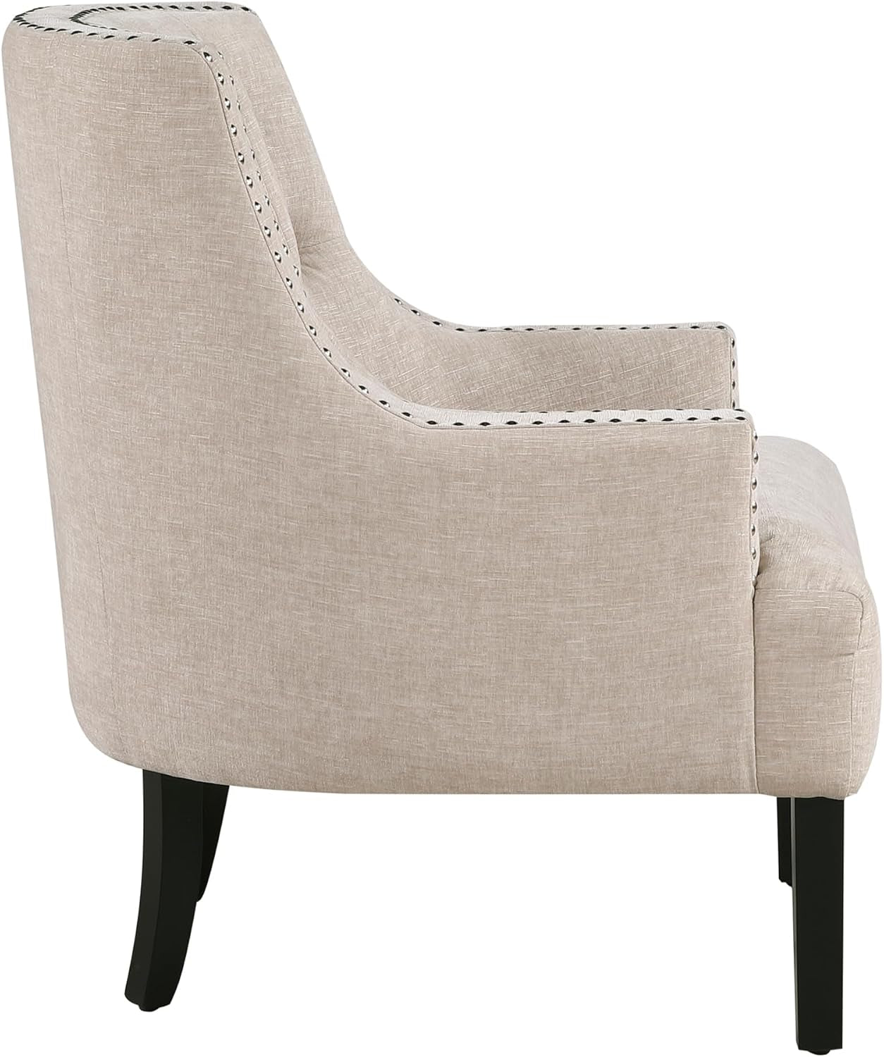 Taupe Upholstered Accent Chair Tufted Cushion Frame