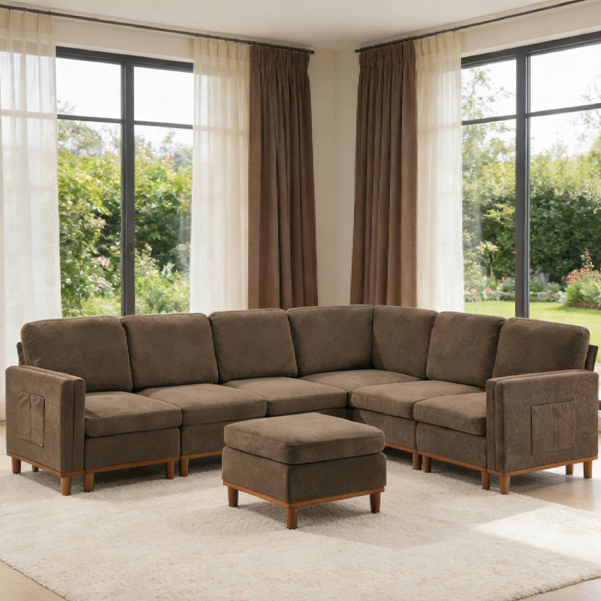 Brown modern  sectional
