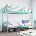 Bunk Bed with Ladder and high Guardrail, Able to Split, Metal Bunk Bed, Storage Space, Noise Free,Twin Over Twin Size,Green