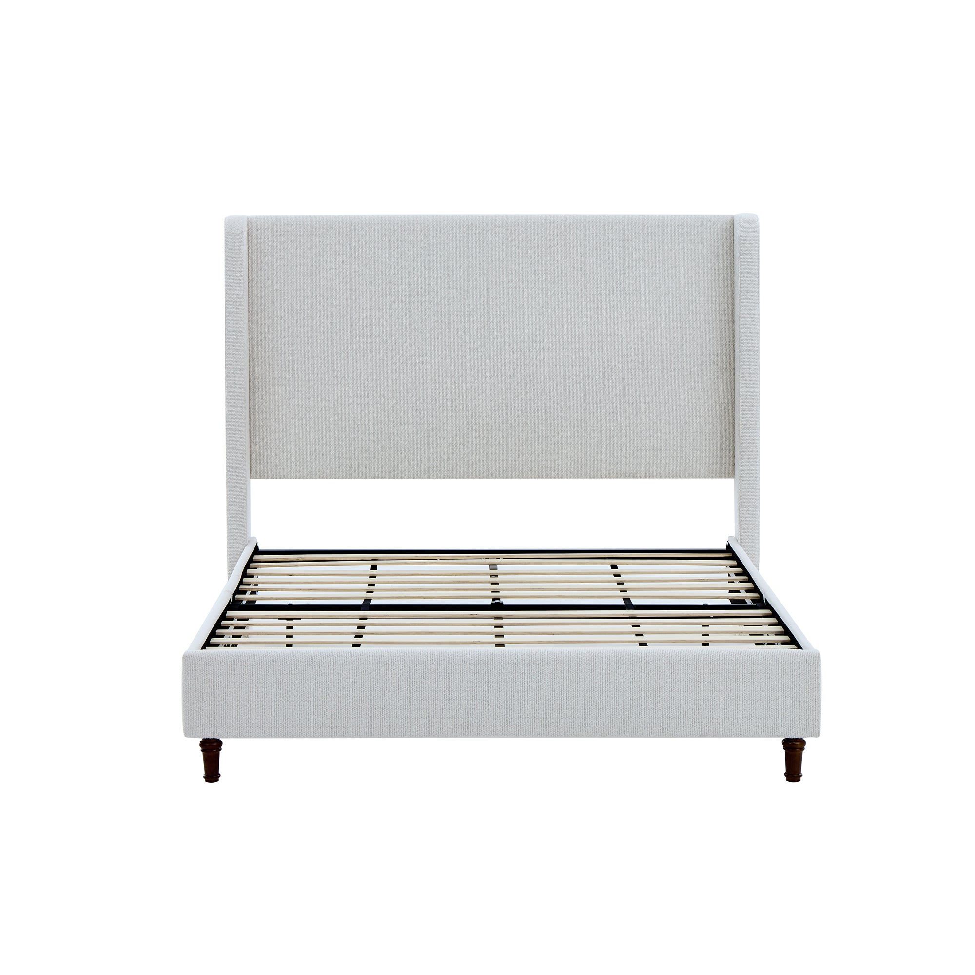 Harper Tall Headboard Upholstered Bed 54' High Elegant Simplicity Cream White Boucle Queen Size