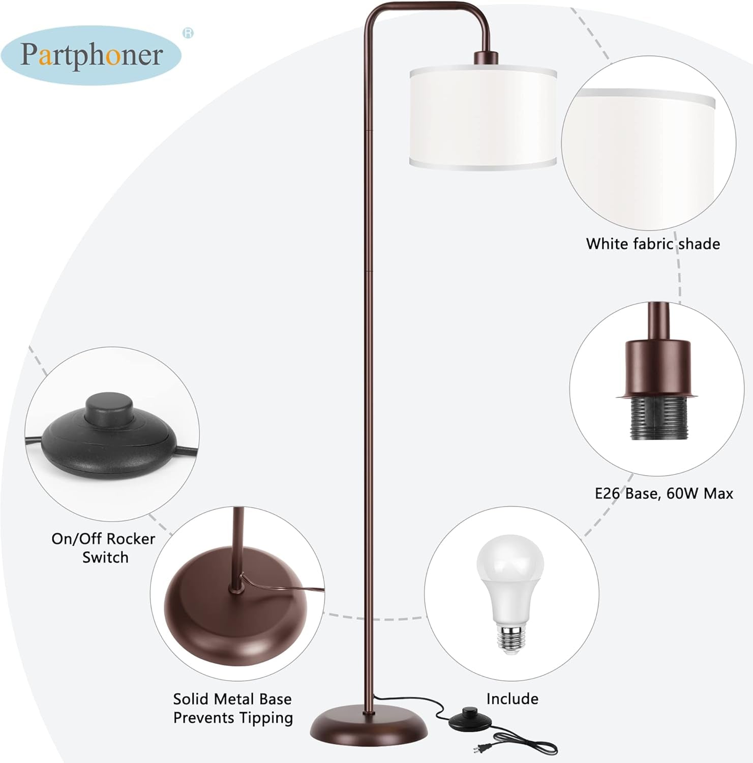 Led Floor Lamp Elegant Bronze Finishing Illumination-4