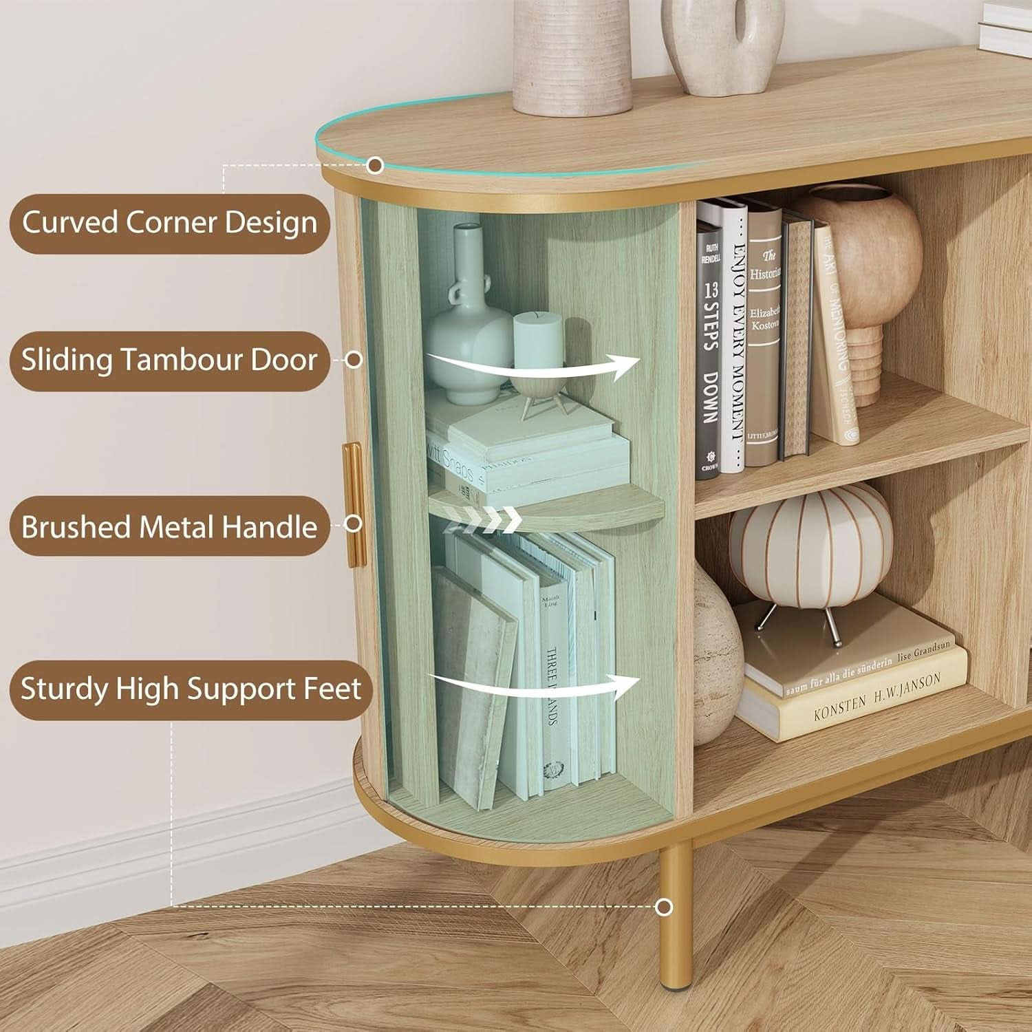 Natural Oak Console Table With Architectural Doors