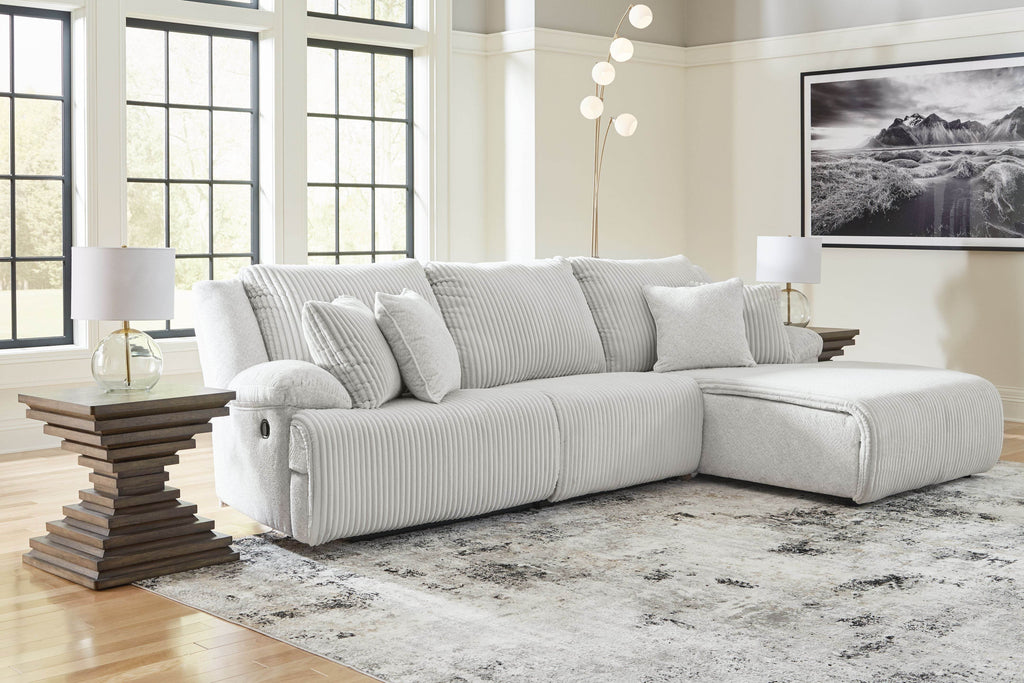 Top Tier - 3-Piece Sectional Sofa With RAF Press Back Chaise - Alloy-1