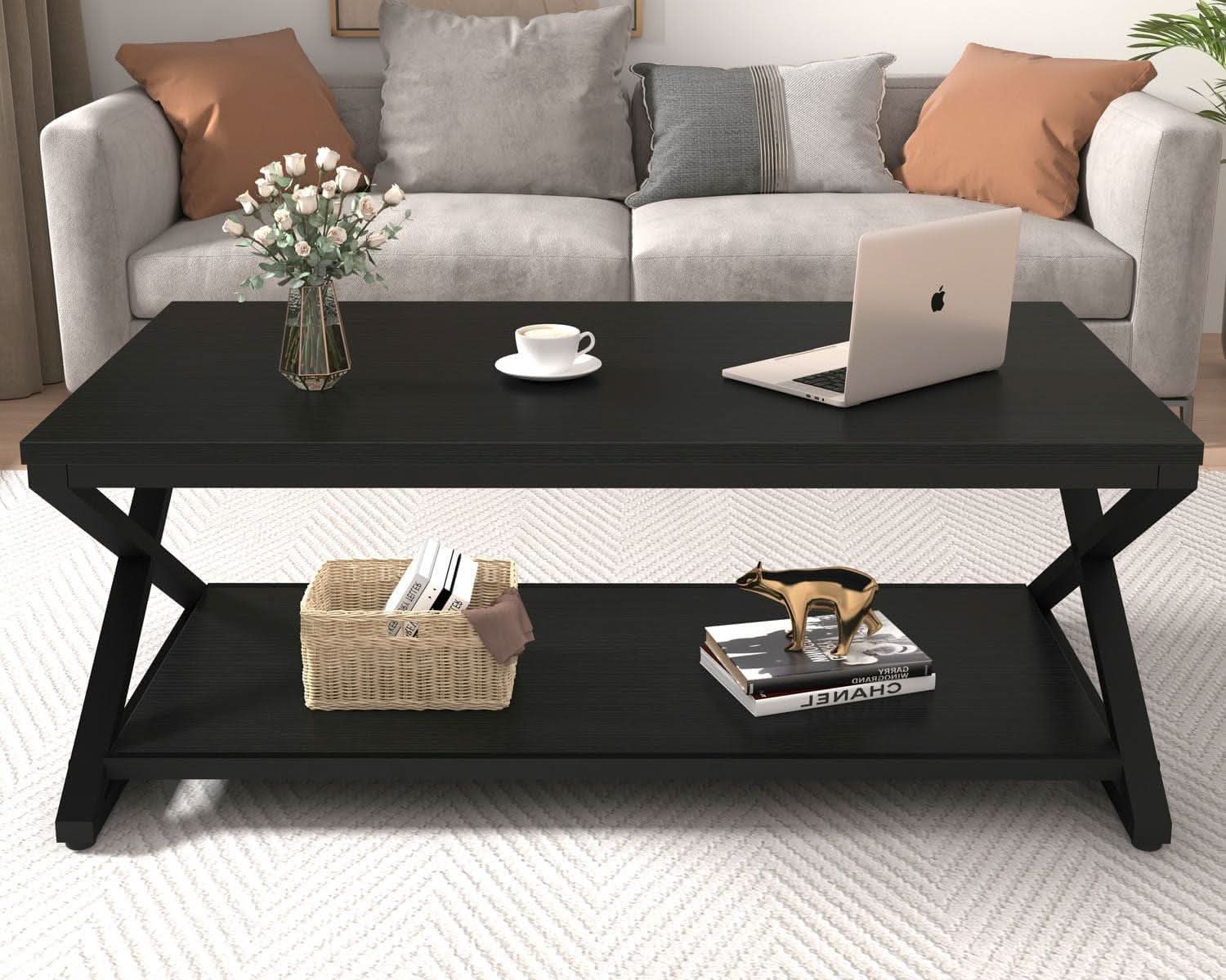 Black Oak 47 Inch Industrial Grade Storage Coffee Table