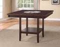 1pc Contemporary Transitional Counter Height Dining Table with 20-Inch Lazy Susan Rich Dark Brown Finish Wooden Wood Veneers Solid Wood Dining Room Furniture