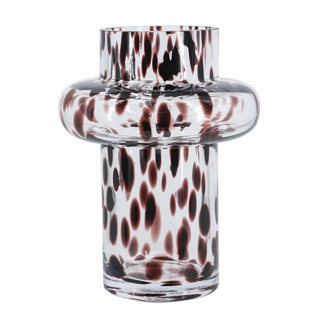 Clear Glass Accent Vase with Artistic Amber Spots