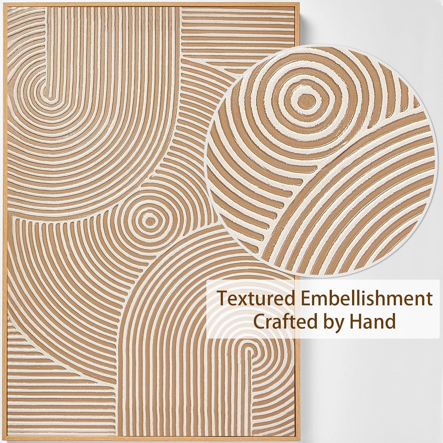 Neutral Oversized 3D Textured Abstract Expressionist Wall Art-2