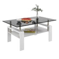 Modern Rectangular Coffee Table with Tempered Gray Glass Top and MDF Layer – Table for Living Room