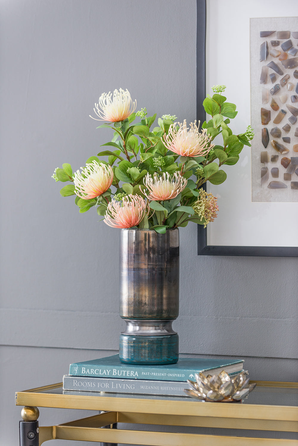 Smokey Blue Glass Vase