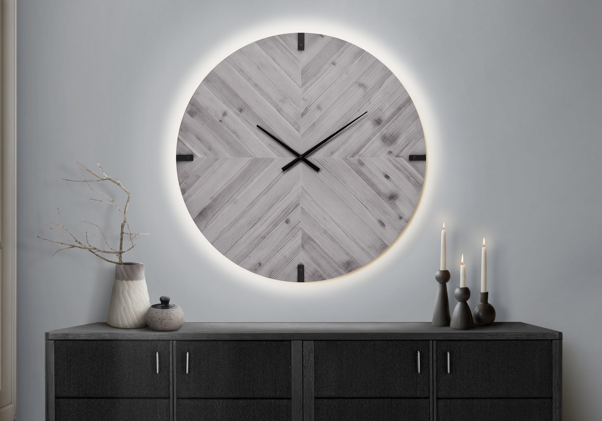 Clocks, 30' Round, Large Oversized, Wall Clock, Grey, Contemporary, Modern