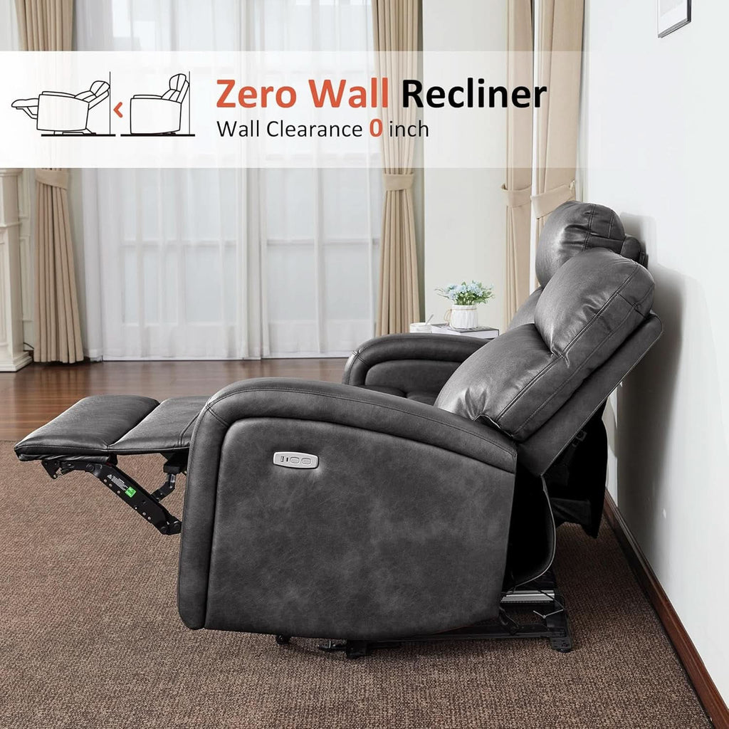 Dark Grey Zero Wall Power Recliner Loveseat With USB Ports-3