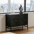 31.50' Modern 2 Door Wooden Storage Cabinet Accent Cabinet with Metal Leg Featuring Two-tier Storage, for Living Room, Entryway and Dining Room, Painted in Black