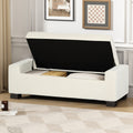 50' Ottoman Bench in Textured Fabric, Rectangular Design with Hinged Lid for Seating, Footrest, and Hidden Storage, Perfect for Living Room, Bedroom, or Entryway