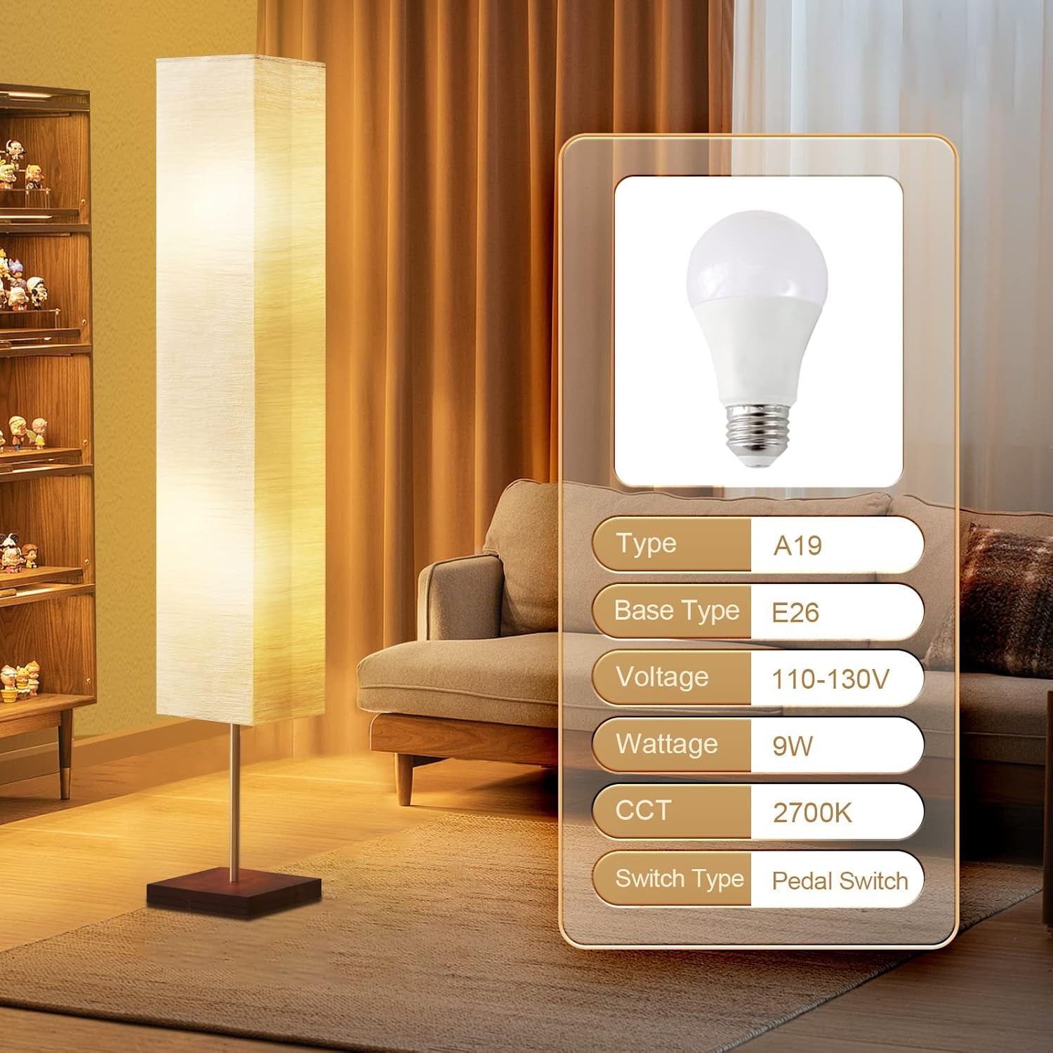 65Inch Floor Lamp With Adjustable Color Temperature