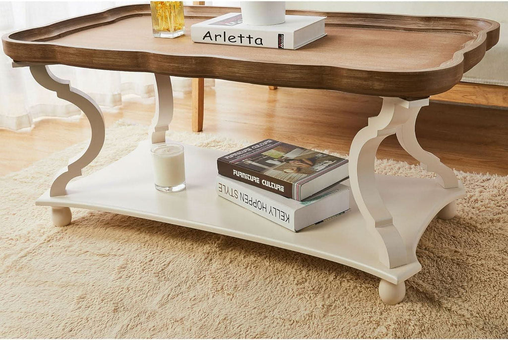Handcrafted Farmhouse Natural Tray Top Coffee Table