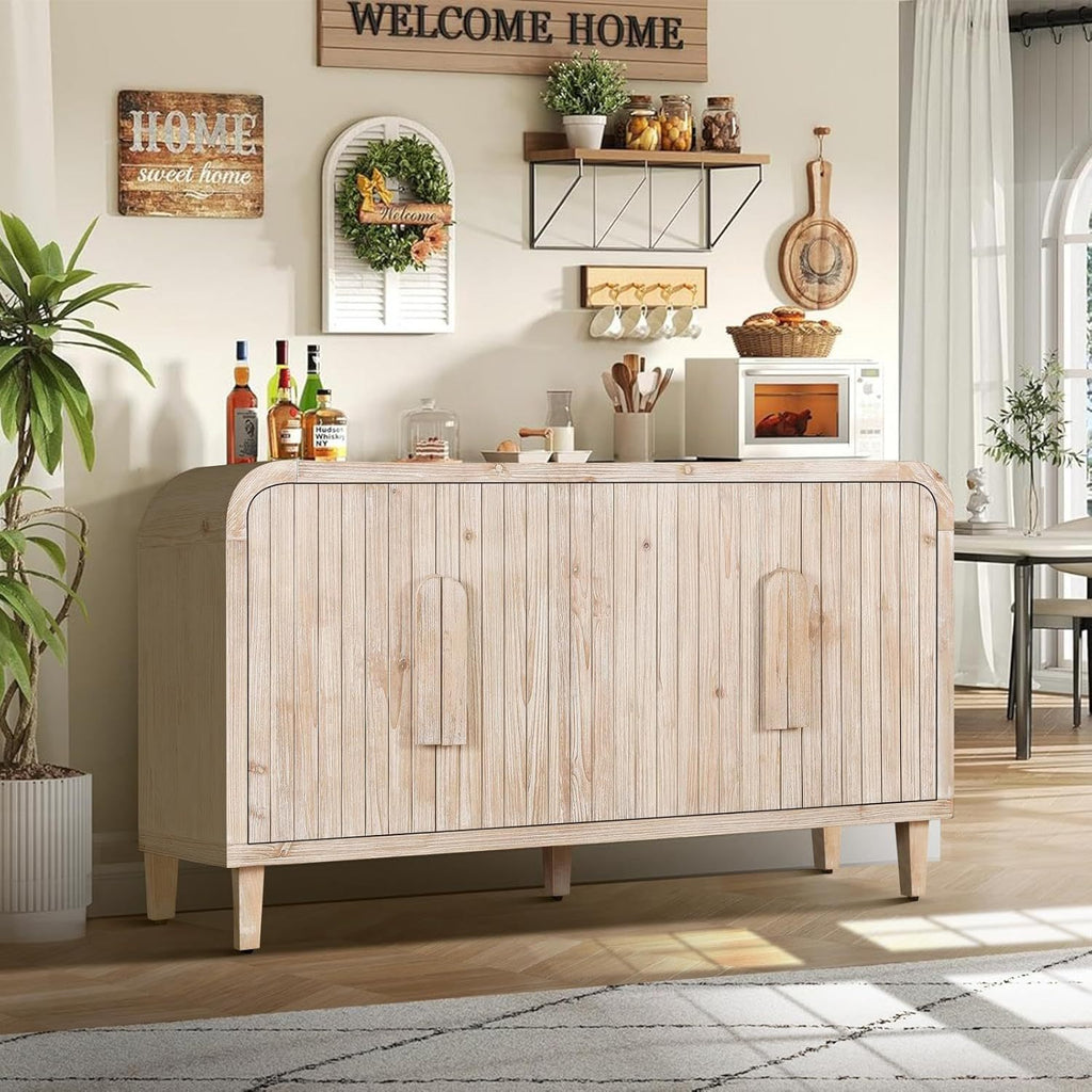Farmhouse Curved Vintage Storage Accent Cabinet