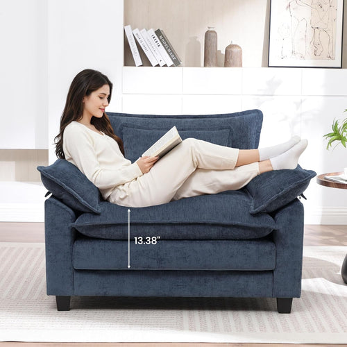 Blue Chenille Oversized Accent Chair