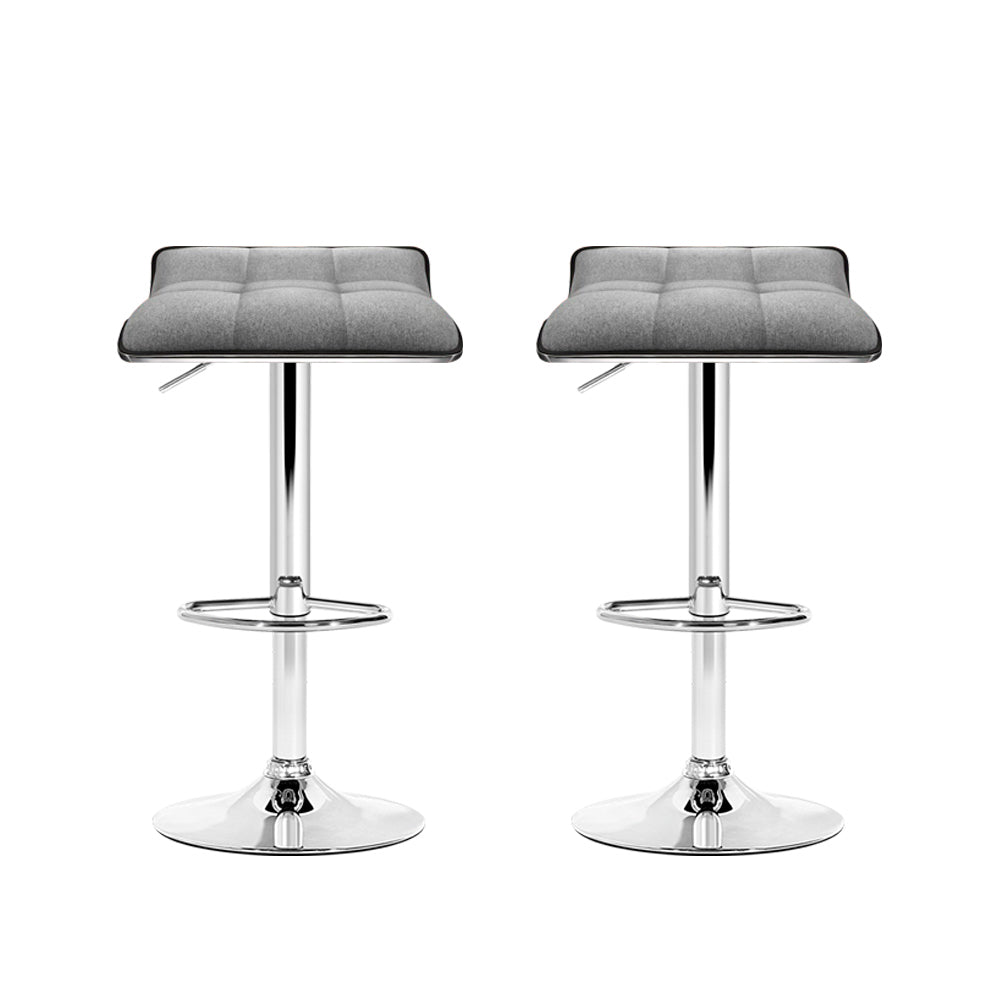 NNEDSZ Set of 2 Fabric Bar Stools Swivel Bar Stools- Grey Chrome