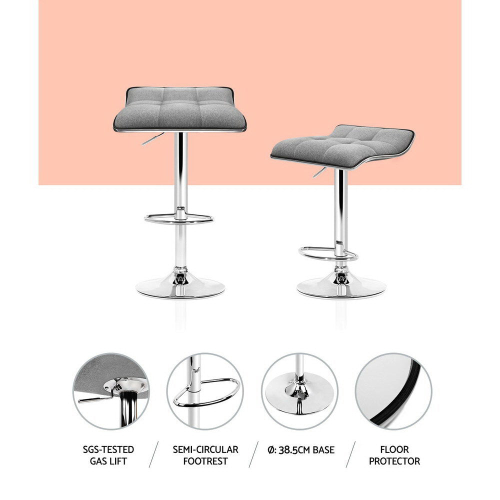 NNEDSZ Set of 2 Fabric Bar Stools Swivel Bar Stools- Grey Chrome
