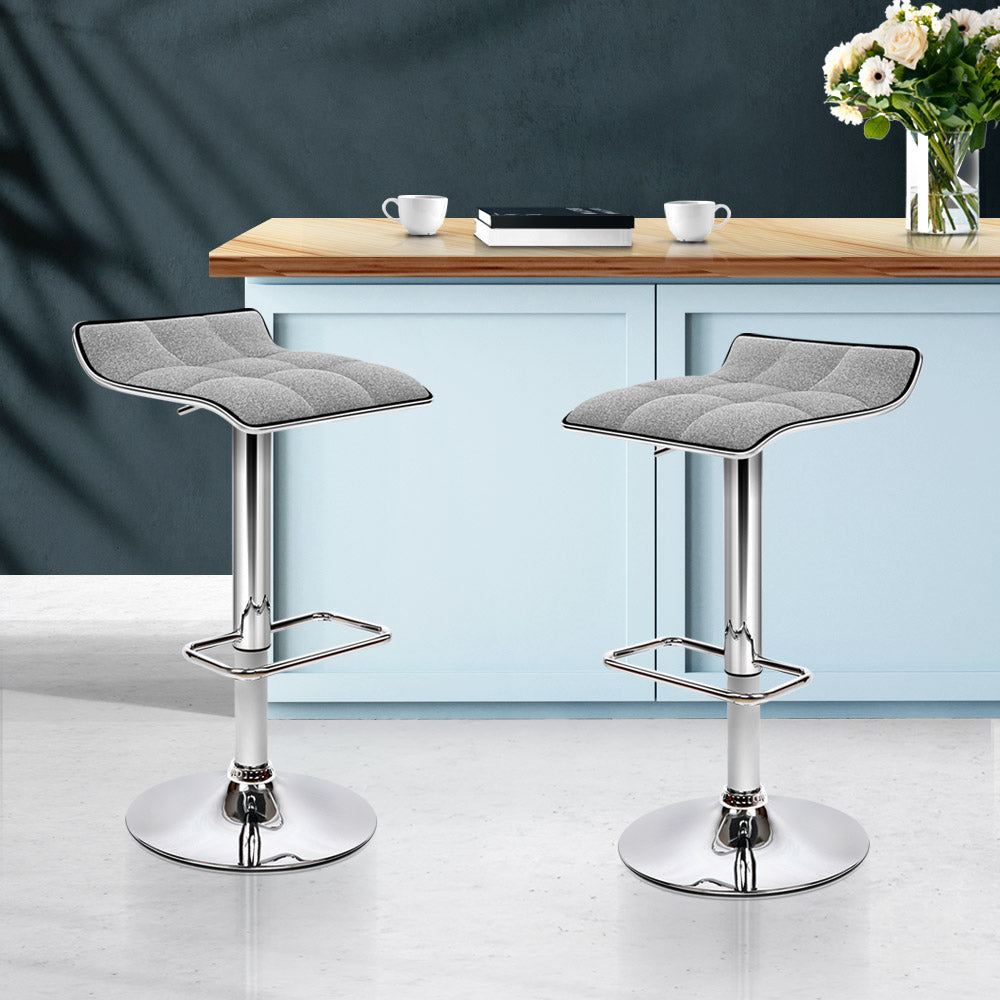 NNEDSZ Set of 2 Fabric Bar Stools Swivel Bar Stools- Grey Chrome