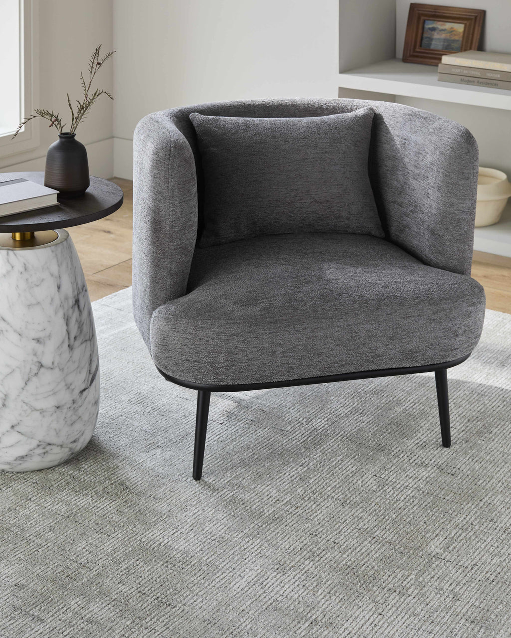 Courtisols Modern Curved Gray Accent Chair - Clearance