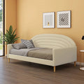 Twin size Mid-Century Modern Off-White Cream Velvet Upholstered Daybed-0