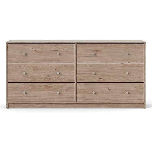 Farmhouse Contemporary 6 Drawer Double Dresser in Oak-0